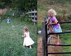 girls playing in field